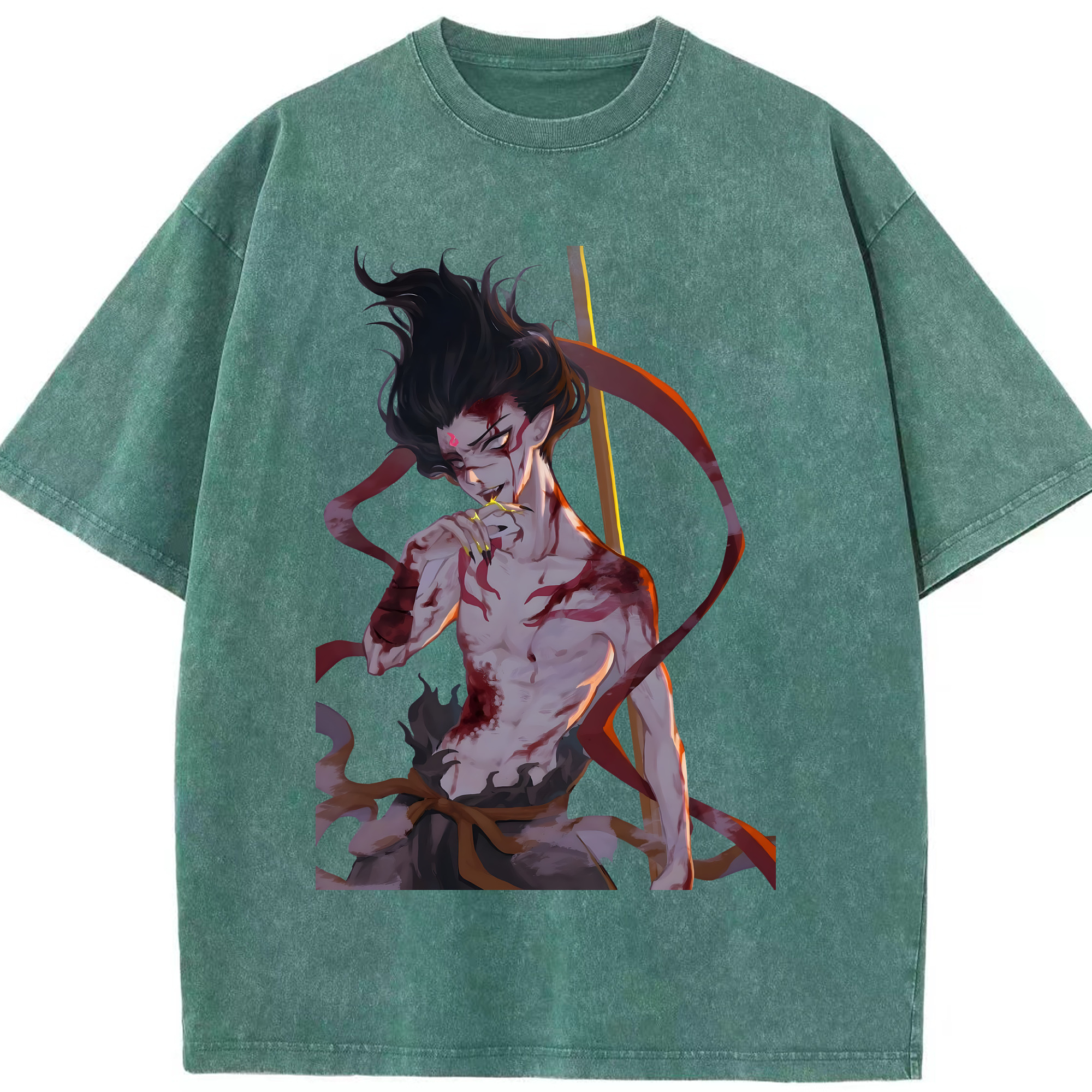 （画像用） Ne Zha 2 ナタ 魔童の大暴れ 綿100% ヴィンテージ風 半袖Tシャツ（フロントプリント）